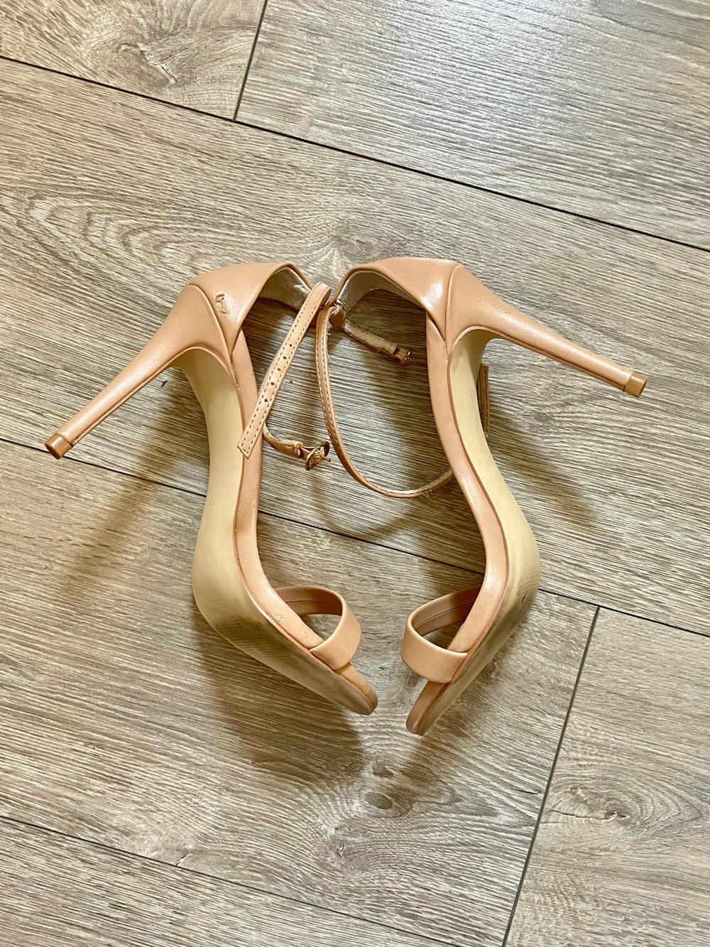 Steve Madden Tan Open-Toe Ankle-Strap Stiletto Heels - Picture 4 of 8